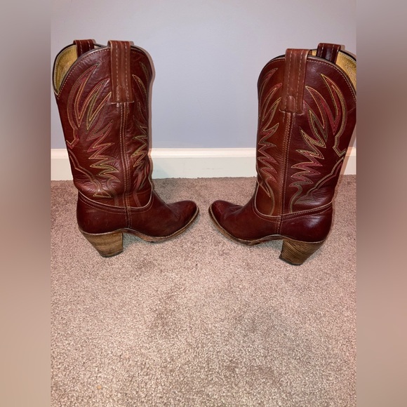 Vintage Frye Dora Western Boots 6.5B | Made in USA | Brown Leather Cowgirl Boots - Picture 4 of 6
